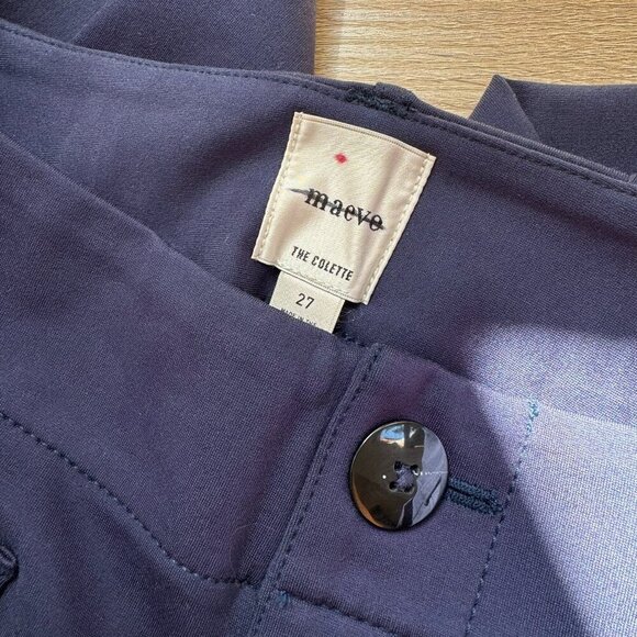 New Anthropologie Maeve Colette Ponte Crop Wide Leg Pants in Navy Blue 27 - Picture 6 of 11